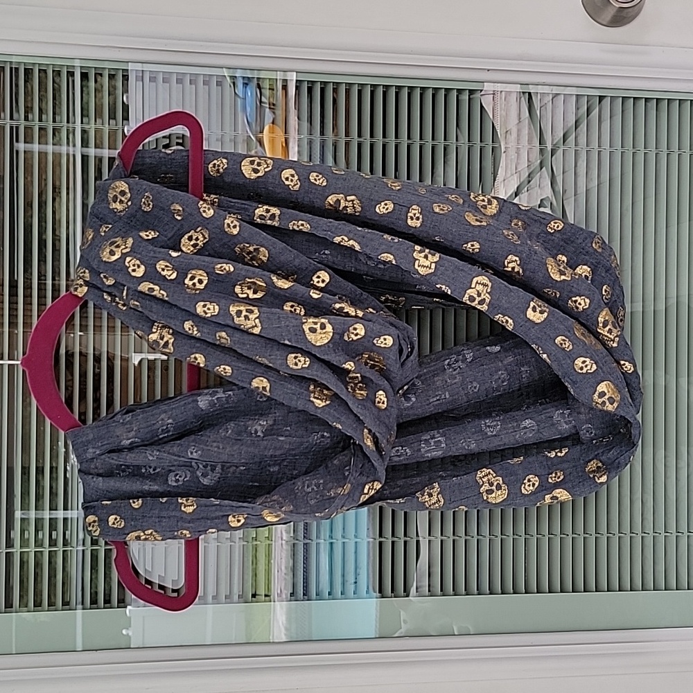 Evelyn K New York Gold Foil Skull Infinity Scarf